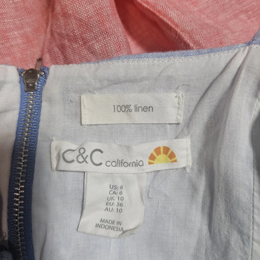 Colorblock Linen Sundress in Blue and Pink - Picture 2 of 8